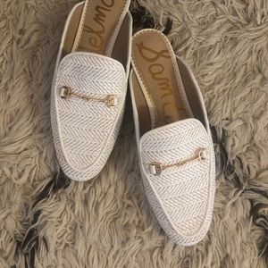 Sam Edelman White Woven Mules